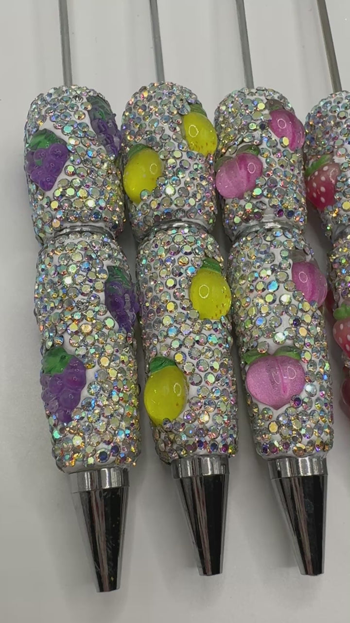 Beadable Fruit Rhinestone Pens