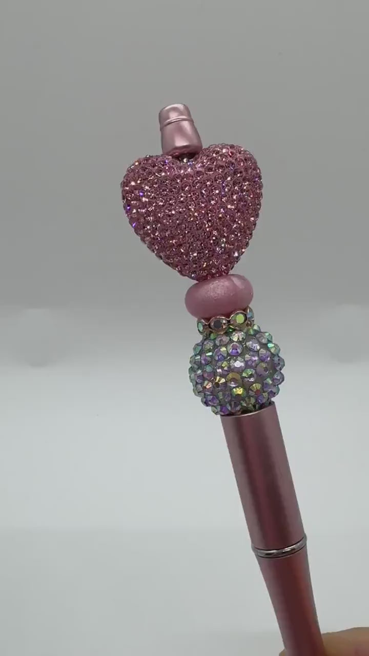 Fancy Beaded Rhinestone Heart Pen, Rhinestone Pen, Bling Pen, Fancy Heart Pen, Bling Heart Pen, Sparkly Pen, Premium Rhinestone Heart Pen