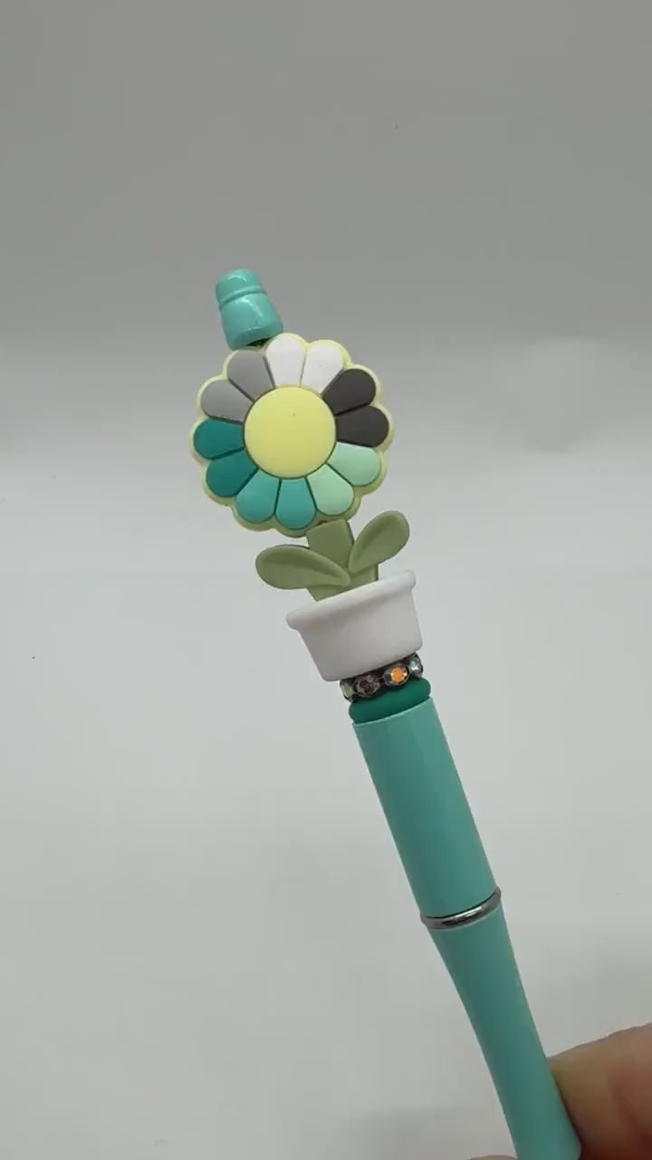 Custom Beaded Flower Pen, Potted Flower Pen, Potted Flower Pen, Bling Flower Pen, Bling Flower Pen, Fancy Flower Pen