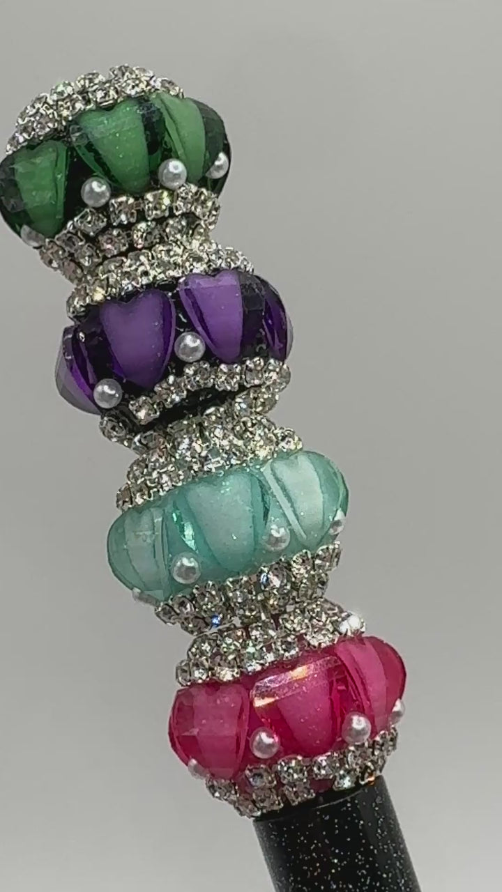Fancy Heart Indian Bead With Rhinestone Accent - 5pc. random mix
