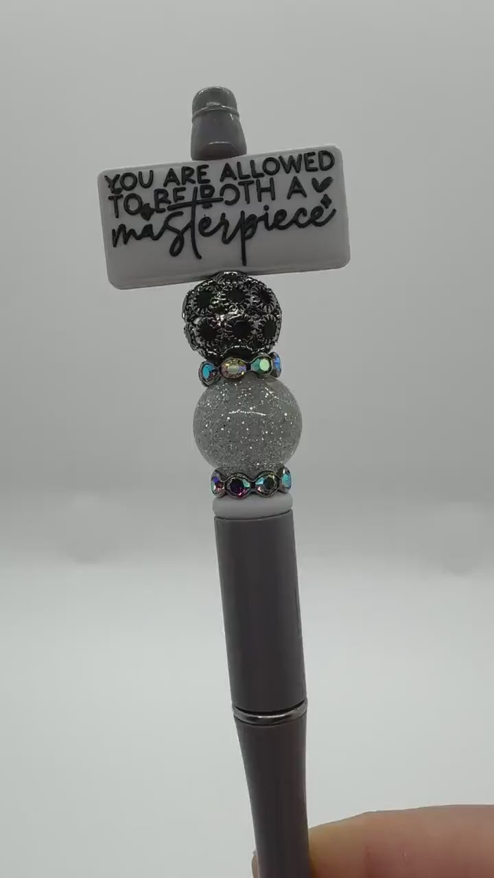 You Are Allowed To Be Both A Masterpiece and a Work In Progress Double-Sided Beaded  Pen, Encouragement Bead Pen, Positivity Focal Pen
