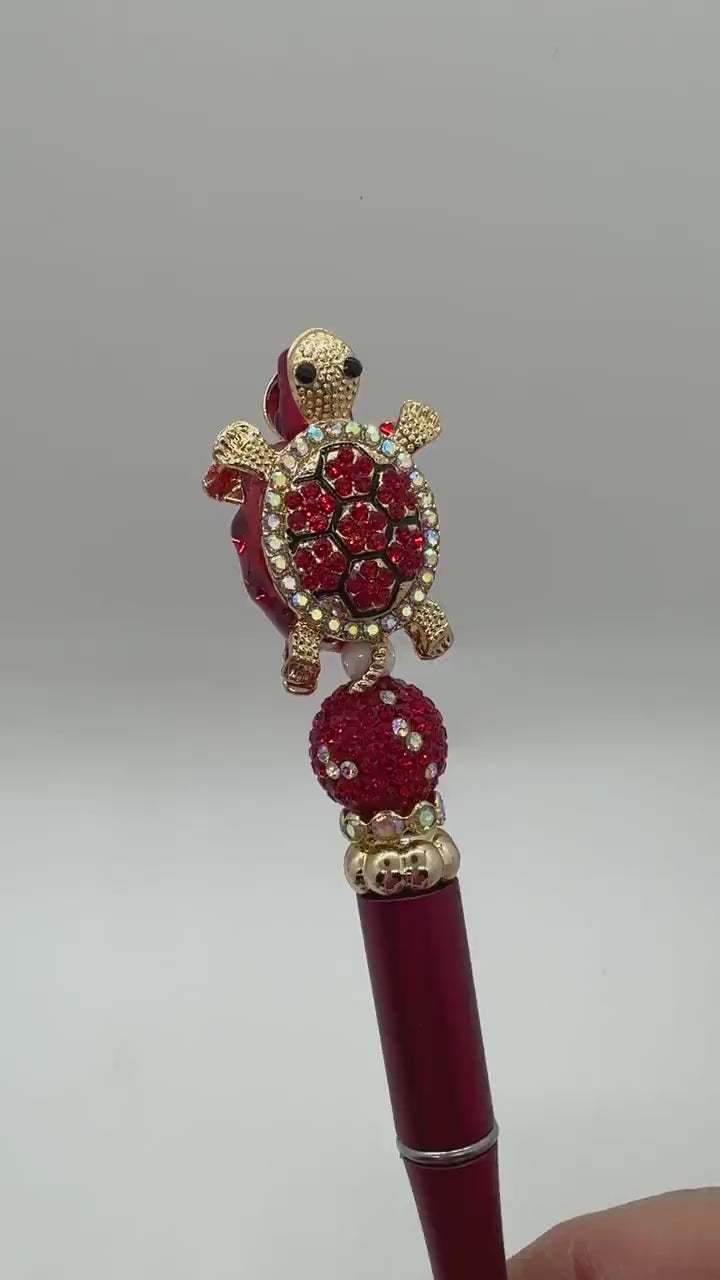 Beaded Bling Turtle Pen, Mosaic Turtle Pen, Fancy Turtle Pen, Rhinestone Turtle Pen (11 Color Options Available-see photos)