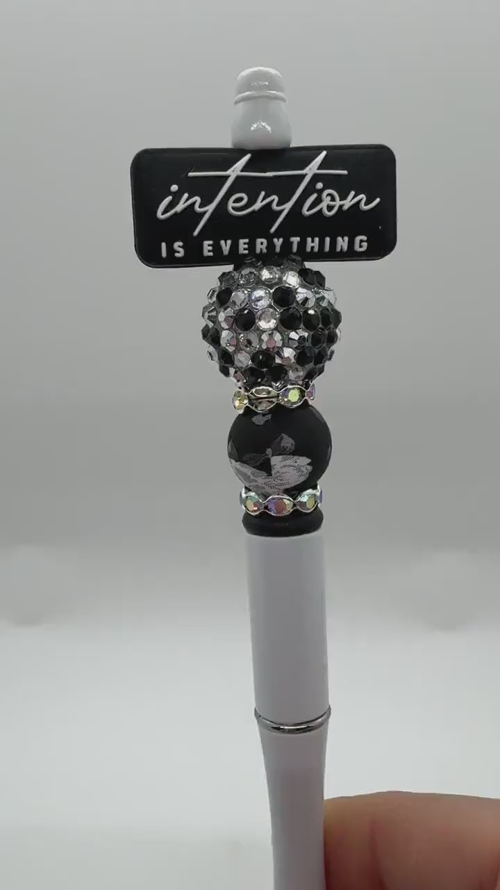 Be Intentional, Intention is Everything Double-Sided Beaded Pen, Encouragement Bead Pen, Positivity Focal Pen